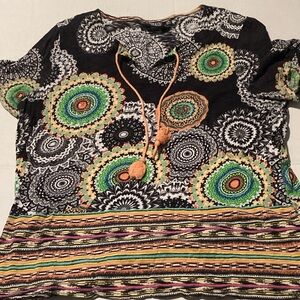 Onque Casuals Black Multicolor Patterned Blouse